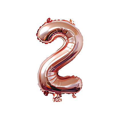 32-inch number foil balloon metallic rose gold digit two
