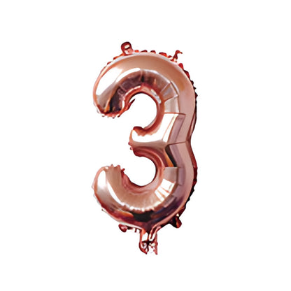 32-inch number foil balloon metallic rose gold digit three