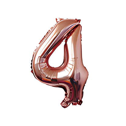 32-inch number foil balloon metallic rose gold digit four