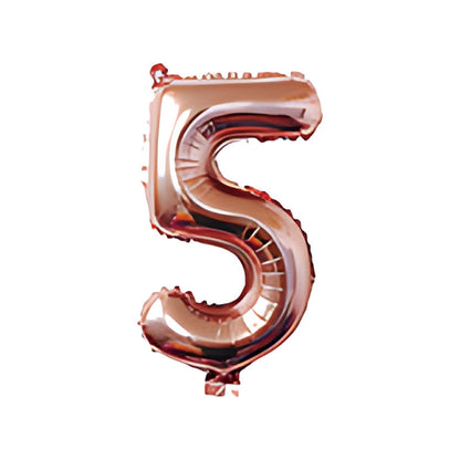 32-inch number foil balloon metallic rose gold digit five