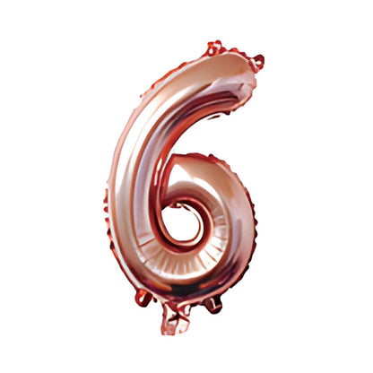 32-inch number foil balloon metallic rose gold digit six