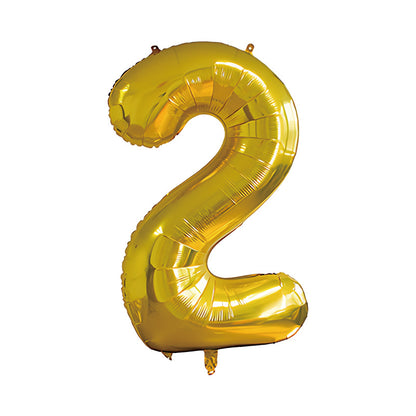 32-inch number foil balloon metallic gold digit two