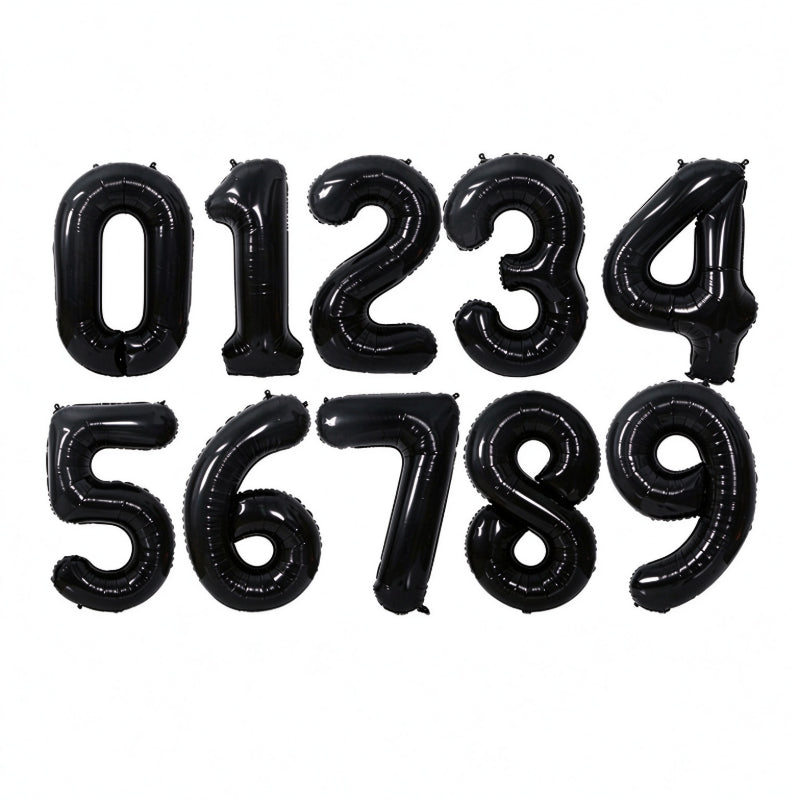 32-inch number foil balloon jet black cursive numeral digits
