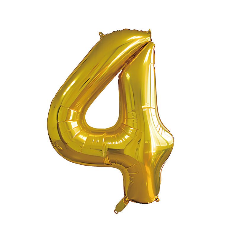 32-inch number foil balloon metallic gold digit four