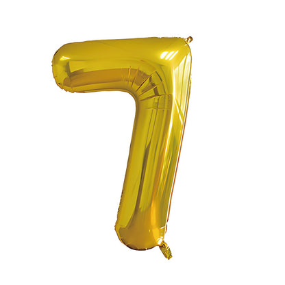 32-inch number foil balloon metallic gold digit seven