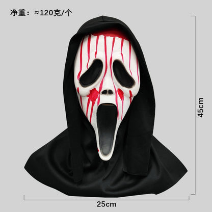 Bleeding ghost face Halloween mask with hood