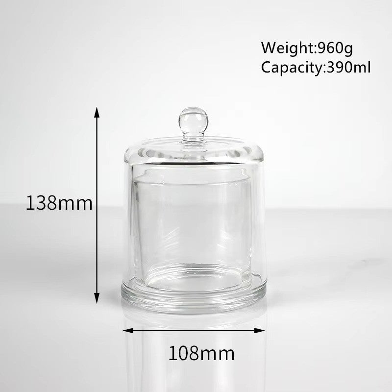 Luxury Empty Clear Glass Transparent Bell Shape Desktop Candle Holder Scented Candle Jar With Cover for Decoration DIY Candle (120ml-730ml)
