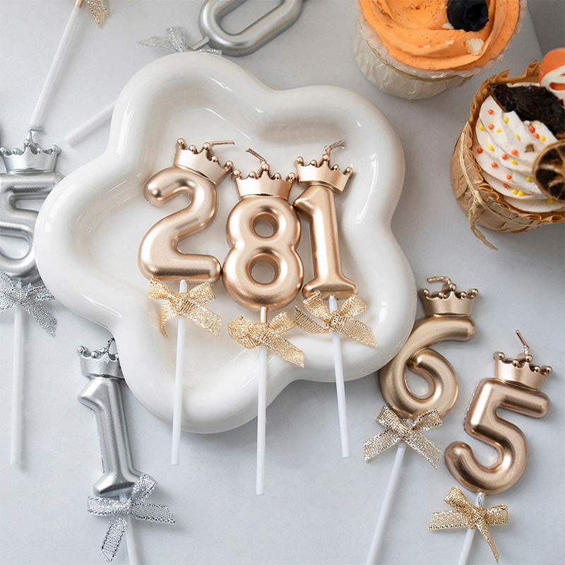 Wholesale 3D crown number birthday candles 0-9 - Multi-digit milestone celebration display