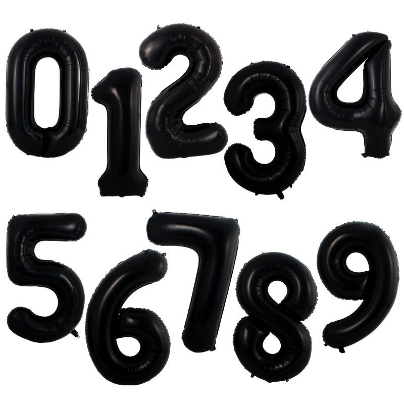 40-inch number foil balloon jet black numeral digits