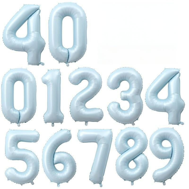 40-inch number foil balloon pastel baby blue digits