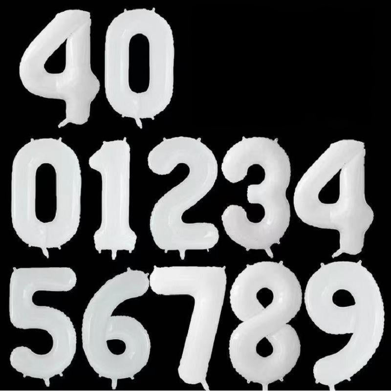 40-inch number foil balloon crisp white numeral digits