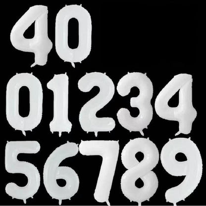 40-inch number foil balloon crisp white numeral digits