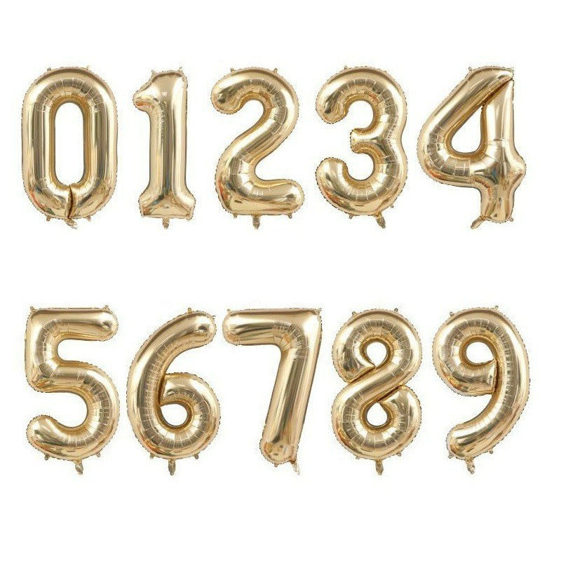 40-inch number foil balloon champagne white gold digits