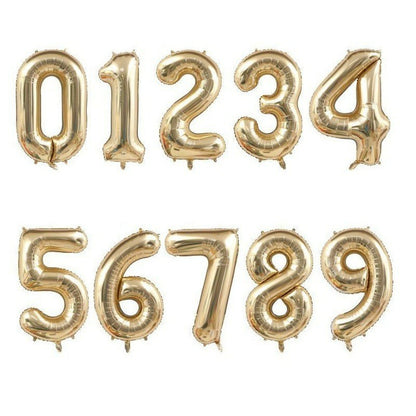 40-inch number foil balloon champagne white gold digits