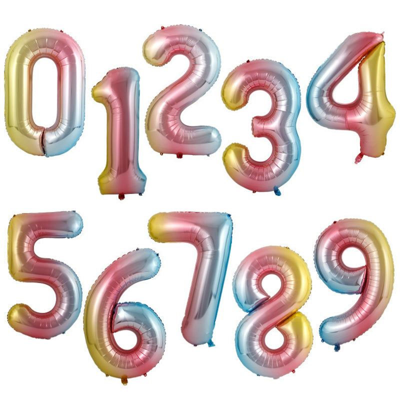 40-inch number foil balloon rainbow metallic gradient digits