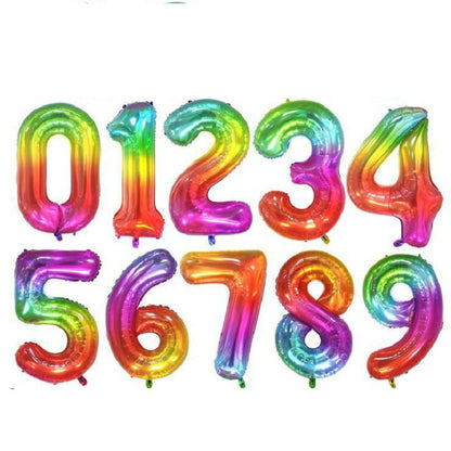 40-inch number foil balloon vibrant rainbow gradient digits