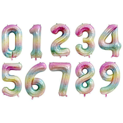 40-inch number foil balloon pastel jelly gradient digits