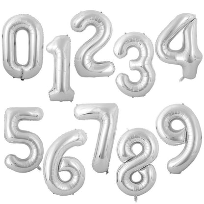 40-inch number foil balloon metallic silver numeral digits