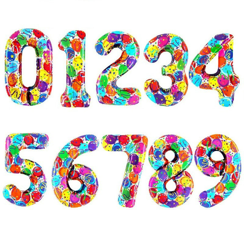 40-inch number foil balloon multi-color confetti pattern print
