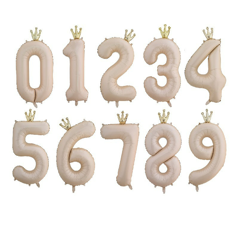 40-inch number foil balloon crown caramel beige digits