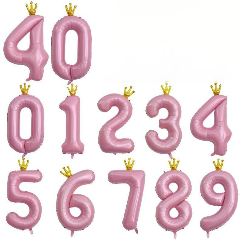 40-inch number foil balloon crown pink numeral digits