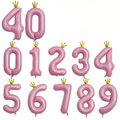 40-inch number foil balloon crown pink numeral digits