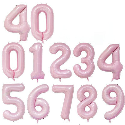 40-inch number foil balloon crown pearl pink digits