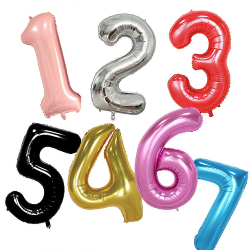 40-inch number foil balloon assorted colors upright display
