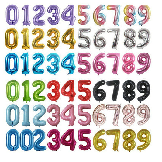 40-inch number foil balloon multi-color assortment grid overview