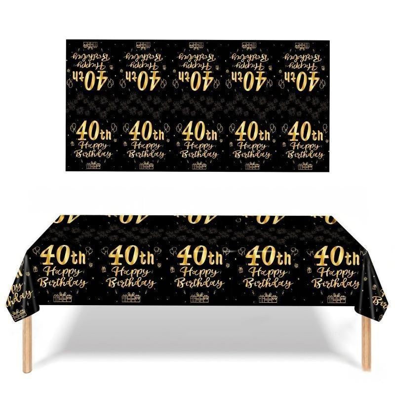 Black & Gold Birthday Party Supplies – Disposable Plates, Napkins, Cups & Tablecloth Set for Baby Boy or Girl Themed Celebration