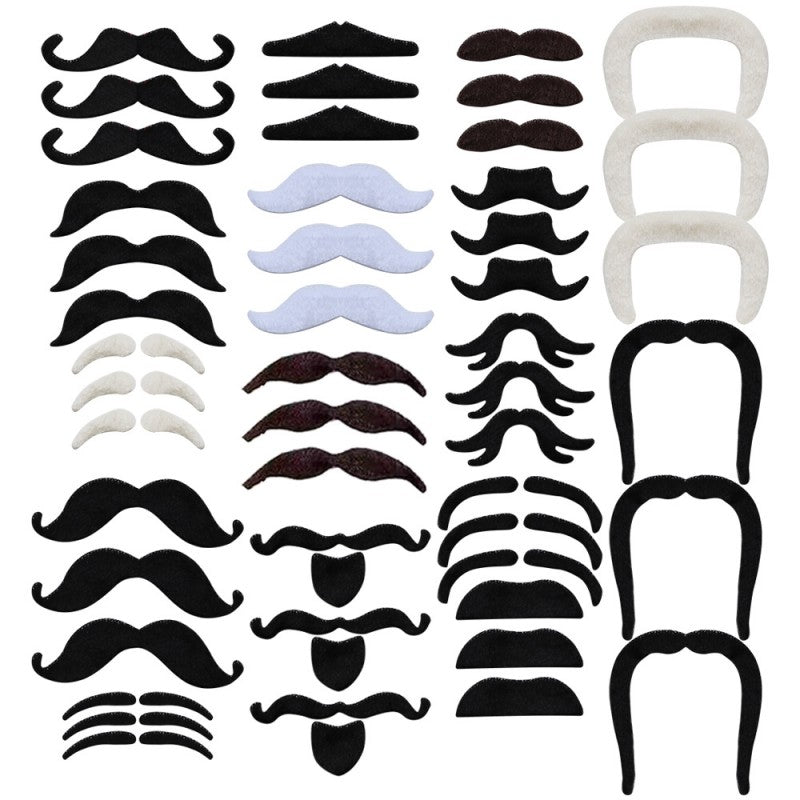 Halloween Fake Mustache & Beard Set – Costume Facial Hair for Adults, Funny Photo Booth Prop, Masquerade Party Supplies