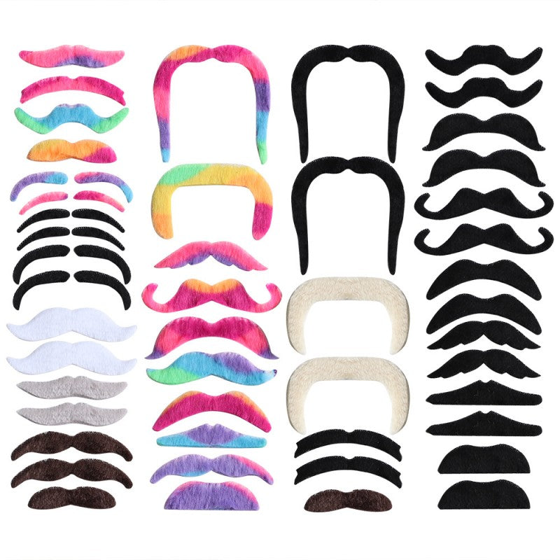 Halloween Fake Mustache & Beard Set – Costume Facial Hair for Adults, Funny Photo Booth Prop, Masquerade Party Supplies