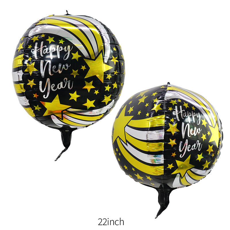 Happy New Year Balloons, Wine Bottle & Meteor Foil Set for Party Decor