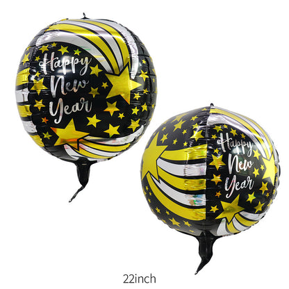 Happy New Year Balloons, Wine Bottle & Meteor Foil Set for Party Decor