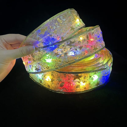 LED Flower Bouquet Gift Box with Ribbon Lights – Christmas String Lights, Twinkle Starry Fairy Lights for Bedroom, Closet & Holiday Decor (Gold/Silver/Red Ribbon, Warm/Colorful/White Light, USB/Battery, 0.5m-12m)