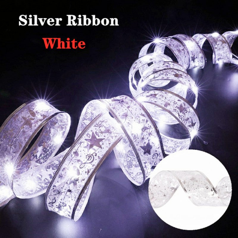 LED Flower Bouquet Gift Box with Ribbon Lights – Christmas String Lights, Twinkle Starry Fairy Lights for Bedroom, Closet & Holiday Decor (Gold/Silver/Red Ribbon, Warm/Colorful/White Light, USB/Battery, 0.5m-12m)