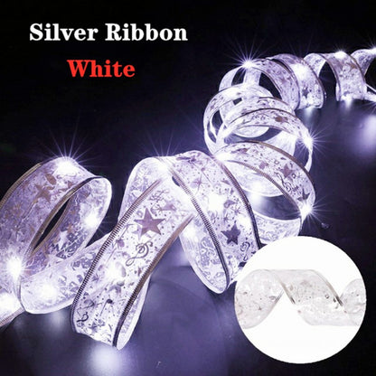 LED Flower Bouquet Gift Box with Ribbon Lights – Christmas String Lights, Twinkle Starry Fairy Lights for Bedroom, Closet & Holiday Decor (Gold/Silver/Red Ribbon, Warm/Colorful/White Light, USB/Battery, 0.5m-12m)