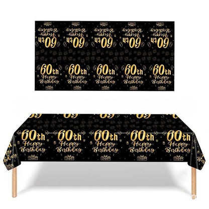 Black & Gold Birthday Party Supplies – Disposable Plates, Napkins, Cups & Tablecloth Set for Baby Boy or Girl Themed Celebration