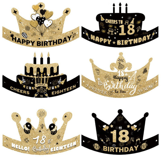 Black & Gold Birthday Hat for Ages 18-80 – Party Photo Prop for Scenes Decoration, Milestone Celebration & Festive Gatherings