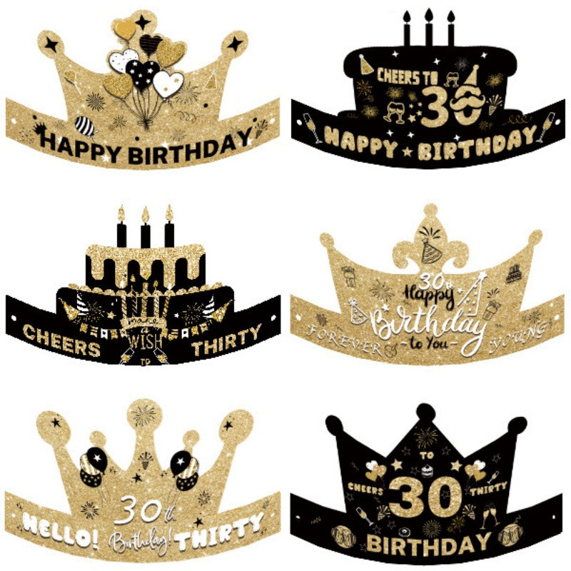 Black & Gold Birthday Hat for Ages 18-80 – Party Photo Prop for Scenes Decoration, Milestone Celebration & Festive Gatherings