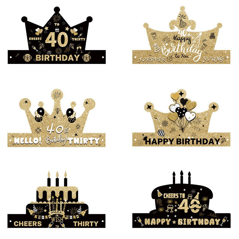 Black & Gold Birthday Hat for Ages 18-80 – Party Photo Prop for Scenes Decoration, Milestone Celebration & Festive Gatherings