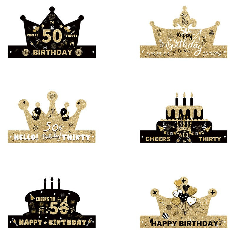 Black & Gold Birthday Hat for Ages 18-80 – Party Photo Prop for Scenes Decoration, Milestone Celebration & Festive Gatherings