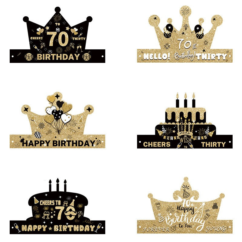 Black & Gold Birthday Hat for Ages 18-80 – Party Photo Prop for Scenes Decoration, Milestone Celebration & Festive Gatherings