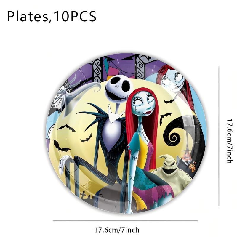 Spooky Night Halloween Party Set – Disposable Plates, Cups & Bunting Banner for Haunted House, Themed Celebration & Tableware (7″/9″ Plates, Cups, Napkins, Tablecloth, Bunting, Backdrop, Gift Bags, Black Cutlery & Straws, Poster)