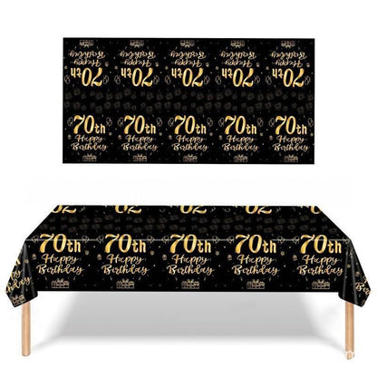 Black & Gold Birthday Party Supplies – Disposable Plates, Napkins, Cups & Tablecloth Set for Baby Boy or Girl Themed Celebration