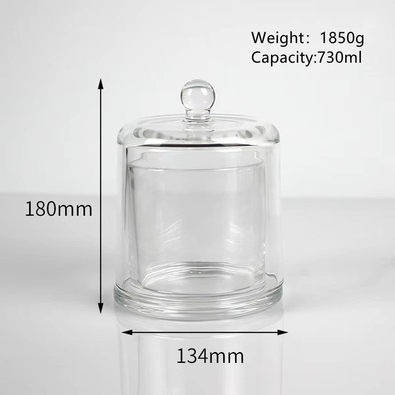 Luxury Empty Clear Glass Transparent Bell Shape Desktop Candle Holder Scented Candle Jar With Cover for Decoration DIY Candle (120ml-730ml)