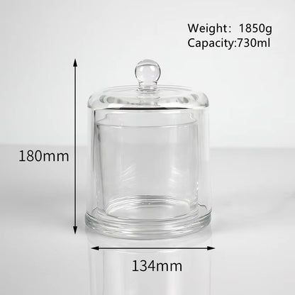 Luxury Empty Clear Glass Transparent Bell Shape Desktop Candle Holder Scented Candle Jar With Cover for Decoration DIY Candle (120ml-730ml)