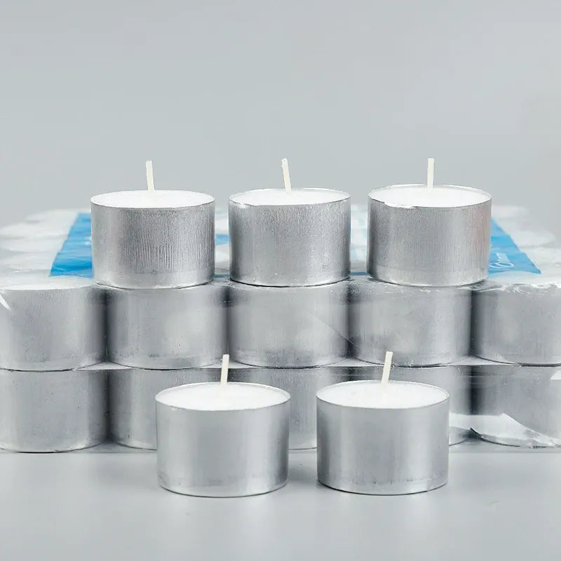 8h Paraffin tealight candles multi-tier stacked arrangement