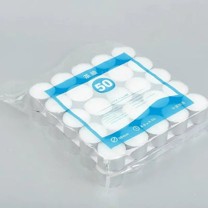Paraffin tealight 8h candles 50-pack shrink-wrapped bulk packaging
