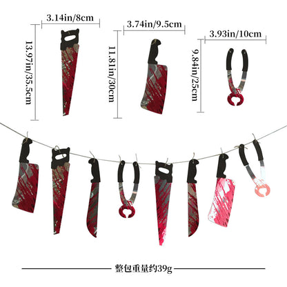 🔪 Paper Bloody Knife Garland | Halloween Haunted House Decoration | Hanging Props